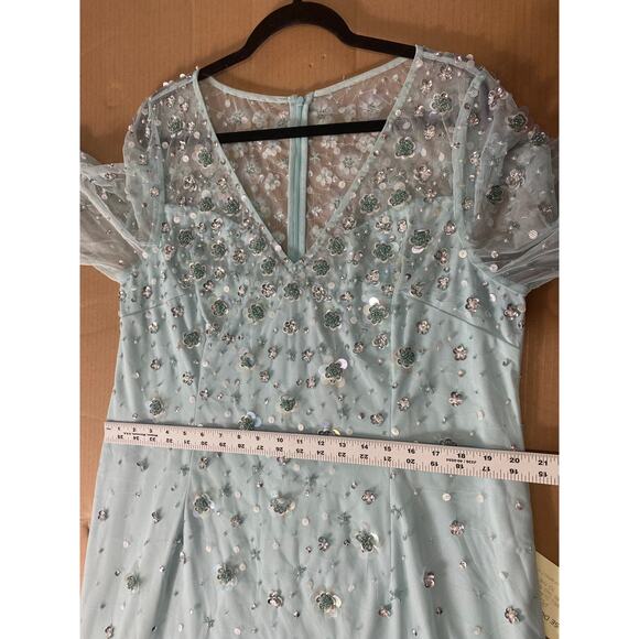 NWT ADRIANNA PAPELL DRESS GOWN 16W MOTHER OF THE BRIDE BLUE FORMAL EVENING - Picture 15 of 16